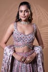 Buy_Jiya by Veer Design Studio_Pink Modal, Satin Mirrors, Embroidery, Metallic Printed Lehenga Blouse Set _Online_at_Aza_Fashions