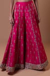 Jiya by Veer Design Studio_Pink Tussar Embroidery, Mirrors, Beads, Tassels, Rani Blouse With Palazzo _Online_at_Aza_Fashions
