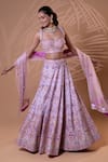 Buy_Jiya by Veer Design Studio_Purple Silk, Net Sequins, Embroidery Sweetheart Neck Lilac Lehenga Set _at_Aza_Fashions