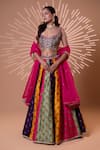 Jiya by Veer Design Studio_Purple Organza Mirrors, Beads, Embroidery, Tassels, Riwaayat Lehenga Set _Online_at_Aza_Fashions