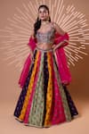 Buy_Jiya by Veer Design Studio_Purple Organza Mirrors, Beads, Embroidery, Tassels, Riwaayat Lehenga Set _at_Aza_Fashions