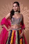 Shop_Jiya by Veer Design Studio_Purple Organza Mirrors, Beads, Embroidery, Tassels, Riwaayat Lehenga Set _Online_at_Aza_Fashions