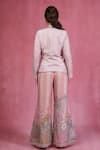 Shop_Sandhya Shah_Pink Dupion, Silk Sequins, Stones, Embroidery Sweetheart Luxe Blazer Pant Set _at_Aza_Fashions