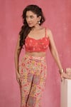 Sandhya Shah_Red Chinon Embroidery Open Neck, Sweetheart Placement Print Cape And Sharara Set _Online_at_Aza_Fashions