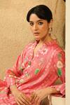 Buy_Surabhi Arya_Pink Crepe Tassels V-neck, Mandarin Floral And Striped Multi-panel Kurta Set _Online_at_Aza_Fashions
