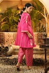 Shop_Surabhi Arya_Fuchsia Silk Applique, Embroidery, Tassels Round Neck, And Hand A-line Kurta Set _at_Aza_Fashions