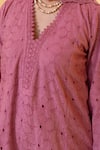 Buy_ASRUMO_Pink Cotton Embroidery, Cut Work V-neck Schiffli Hand Kurta Set 