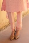 Buy_ASRUMO_Pink Cotton, Chiffon Embroidery, Lace V-neck Schiffli Hand Kurta Set _Online_at_Aza_Fashions