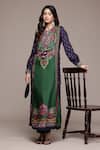 Buy_Ritu Kumar_Green Viscose, Crepe, Dupion Tassels Round Amama Floral Print Kurta With Palazzo _at_Aza_Fashions