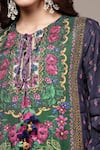 Buy_Ritu Kumar_Green Viscose, Crepe, Dupion Tassels Round Amama Floral Print Kurta With Palazzo 