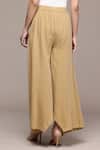 Shop_Ritu Kumar_Beige Cotton, Viscose Asymmetric Plain Pant _at_Aza_Fashions