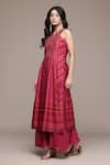 Buy_Ritu Kumar_Pink Chanderi, , Chiffon, Geometric Print Kurta Sharara Set 