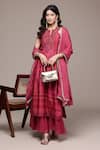 Buy_Ritu Kumar_Pink Chanderi, , Chiffon, Geometric Print Kurta Sharara Set _at_Aza_Fashions