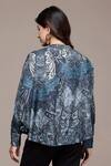 Shop Ritu Kumar Blue Bemberg, Viscose Mandarin Collar Paisley Pattern Top at Aza Fashions Shop_Ritu Kumar_Blue Bemberg, Viscose Mandarin Collar Paisley Pattern Top _at_Aza_Fashions