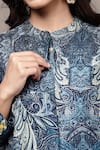 Ritu Kumar Blue Bemberg, Viscose Mandarin Collar Paisley Pattern Top at Aza Fashions Ritu Kumar_Blue Bemberg, Viscose Mandarin Collar Paisley Pattern Top _at_Aza_Fashions