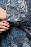 Buy Ritu Kumar Blue Bemberg, Viscose Mandarin Collar Paisley Pattern Top Buy_Ritu Kumar_Blue Bemberg, Viscose Mandarin Collar Paisley Pattern Top