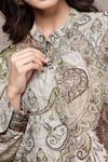 Shop Ritu Kumar Grey Viscose, Bemberg Mandarin Collar Paisley Pattern Top Online at Aza Fashions Shop_Ritu Kumar_Grey Viscose, Bemberg Mandarin Collar Paisley Pattern Top _Online_at_Aza_Fashions