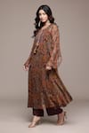 Buy Ritu Kumar Brown Viscose, Chiffon, Crepe Tassels Paisley Print Full Sleeve Kurta With Pant Online at Aza Fashions Buy_Ritu Kumar_Brown Viscose, Chiffon, Crepe Tassels Paisley Print Full Sleeve Kurta With Pant _Online_at_Aza_Fashions