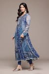 Buy_Ritu Kumar_Blue , Chiffon, Crepe, Chinon Rajas Abstract Print Kurta Set 