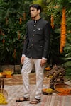 Buy_Philocaly_Black Wool Studs Arvay Cargo Pocket Bandhgala And Trouser Set _at_Aza_Fashions