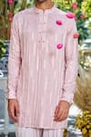 Philocaly_Pink Silk Embroidery Manzar Geometric Pattern Short Kurta _Online_at_Aza_Fashions