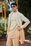 Philocaly_Yellow Silk Embroidery Pratoy Ombre Short Kurta With Stole _Online_at_Aza_Fashions