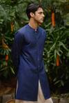 Buy_Philocaly_Blue Silk Raunaq Smocking Detailed Kurta With Pant _Online_at_Aza_Fashions