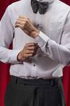 Philocaly_White Cotton Embroidery Mendes Geometric Tuxedo Shirt _Online_at_Aza_Fashions