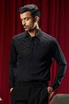 Buy_Philocaly_Black Cotton Embroidery, Metallic Thread Gibson Shirt _at_Aza_Fashions