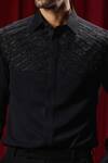 Buy_Philocaly_Black Cotton Embroidery, Metallic Thread Gibson Shirt _Online_at_Aza_Fashions