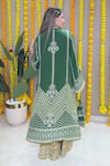 Shop_Surkh Syahi_Green Crepe Embroidery, Zari Mandarin Collar Kurta And Palazzo Set _at_Aza_Fashions