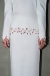 Therealb_White Satin Beads Round , Keyhole Embellished Top And Skirt Set _Online_at_Aza_Fashions