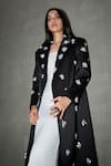 Shop_Therealb_Black Satin Beads, Pearls Floral Embellished Long Coat _Online_at_Aza_Fashions