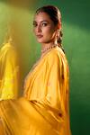 Samyukta Singhania_Mustard Silk, Shantoon, Chiffon Embroidery, Sequins, Metallic Kurta Sharara Set 