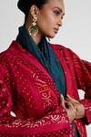 Buy_Naina Jain_Maroon Silk Collared Bandhani Pattern Jacket _Online_at_Aza_Fashions