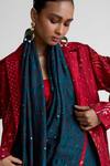 Shop_Naina Jain_Maroon Silk Collared Bandhani Pattern Jacket _Online_at_Aza_Fashions