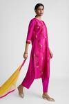 Buy_Naina Jain_Pink Silk Embroidery, Zari Round Neck Zardozi Kurta Pant Set _Online_at_Aza_Fashions