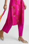 Naina Jain_Pink Silk Embroidery, Zari Round Neck Zardozi Kurta Pant Set _at_Aza_Fashions