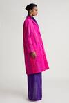 Shop_Naina Jain_Pink Silk Collared Bandhani Print Longline Jacket _Online_at_Aza_Fashions