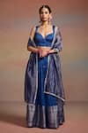 Buy_Dressfolk_Blue Silk Zari, Embroidery, Metallic Thread Sweetheart Raunaq Woven Lehenga Set _at_Aza_Fashions