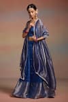 Buy_Dressfolk_Blue Silk Zari, Embroidery, Metallic Thread Sweetheart Raunaq Woven Lehenga Set _Online_at_Aza_Fashions