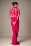 Buy_Vivek Patel_Fuchsia Georgette Sequins, Beads, Embroidery High Resham Embellished Saree Gown 