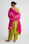Shop_Naina Jain_Lime Silk Beads, Gota Plain Kurta And Pant Set With Bandhani Patchwork Dupatta _at_Aza_Fashions