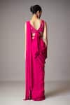 Shop Vivek Patel Fuchsia Georgette, Silk Ruffle Detailed Pre-draped Saree With Embellished Blouse at Aza Fashions Shop_Vivek Patel_Fuchsia Georgette, Silk Ruffle Detailed Pre-draped Saree With Embellished Blouse _at_Aza_Fashions