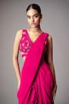 Buy Vivek Patel Fuchsia Georgette, Silk Ruffle Detailed Pre-draped Saree With Embellished Blouse Online at Aza Fashions Buy_Vivek Patel_Fuchsia Georgette, Silk Ruffle Detailed Pre-draped Saree With Embellished Blouse _Online_at_Aza_Fashions