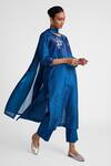 Buy Naina Jain Navy Silk Embroidery, Mirrors Round Neck Printed And Kurta Set Online at Aza Fashions Buy_Naina Jain_Navy Silk Embroidery, Mirrors Round Neck Printed And Kurta Set _Online_at_Aza_Fashions