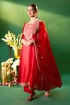 Buy Samyukta Singhania Red Organza, Silk, Shantoon Embroidery, Zari Round Neck Kurta Set at Aza Fashions Buy_Samyukta Singhania_Red Organza, Silk, Shantoon Embroidery, Zari Round Neck Kurta Set _at_Aza_Fashions