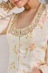 Buy_House Of Karmah_Beige Modal, Satin, Organza Embroidery, Beads, Floral Print Kurta Gharara Set 