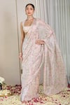 Buy_House Of Karmah_Multi Color Shantoon, Petal Whisper Floral Print Pre-draped Saree With Blouse _at_Aza_Fashions