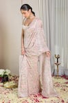 House Of Karmah_Multi Color Shantoon, Petal Whisper Floral Print Pre-draped Saree With Blouse _at_Aza_Fashions
